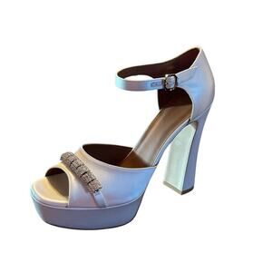 Malone Souliers Yurkia Crystal Platform Sandals Block Heel Open Toe NEW EU 41